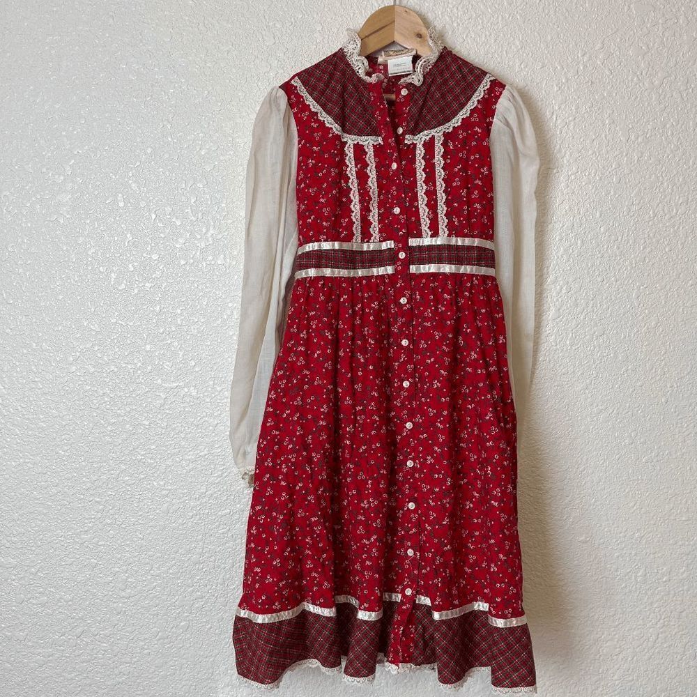 Gunne Sax Jessica McClintock Vintage 70s Button Down Kids Size 10